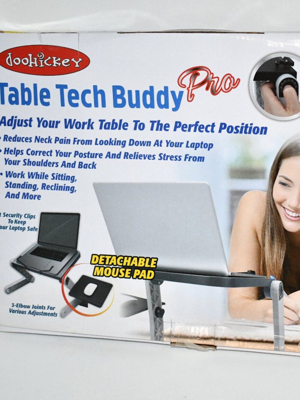 Table Tech Buddy Pro Adjustable Laptop Table Stand Desk w/ Mouse Pad NIB